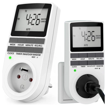 Timer on/off switch Energy saving LCD timer for EU socket white