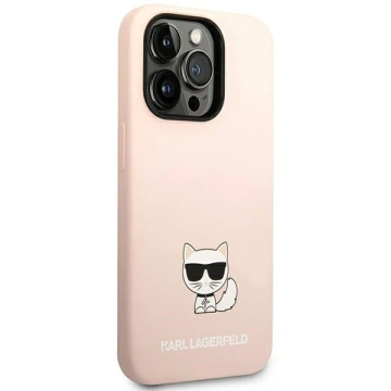 Karl Lagerfeld KLHCP14LSLCTPI ochranné pouzdro na telefon pro Apple iPhone 14 Pro 6,1" pevné pouzdro světle růžové/světle růžové silikonové tělo Choupette