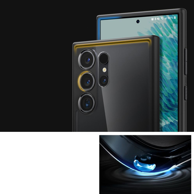 Hülle für Samsung Galaxy S24 Ultra Spigen Ultra Hybrid Case, Rückseite, mattschwarzes Glas