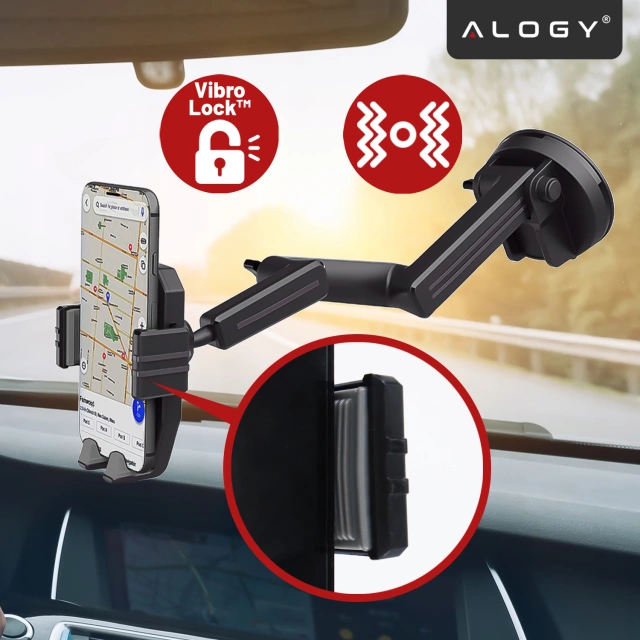 7,2-Zoll-Autotelefonhalter für LKW, Bus, LKW, Bagger, Auto, 43 cm lang, für das Cockpitfenster, Alogy, Schwarz