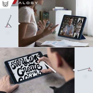 Obal pre Apple iPad 10.2 9 Gen 8/7 2021/2020/2019 Smart Pencil Case Alogy TPU Kryt na tablet námornícka modrá