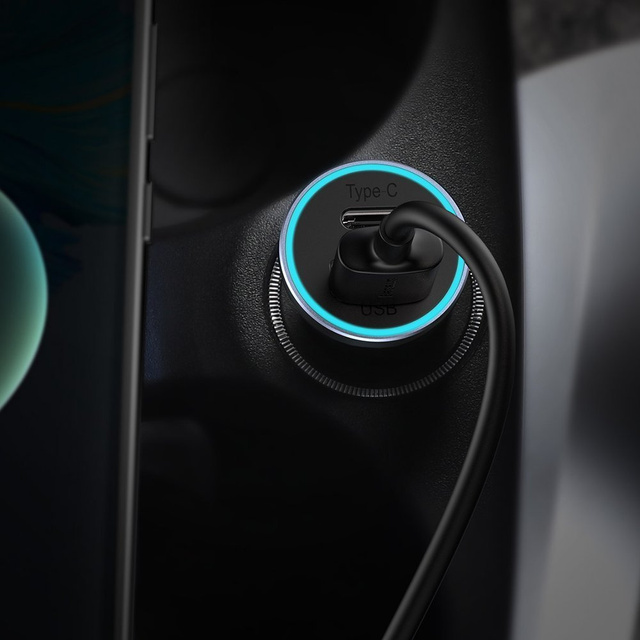 Baseus Golden Contactor Pro Autoladegerät, USB USB-C, QC4.0, PD, SCP, 40 W (grau) USB-zu-USB-C-Kabel 1 m