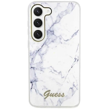 Puzdro Guess GUHCS23MPCUMAH pre Samsung Galaxy S23 Plus S916 bielo/biele pevné puzdro Marble