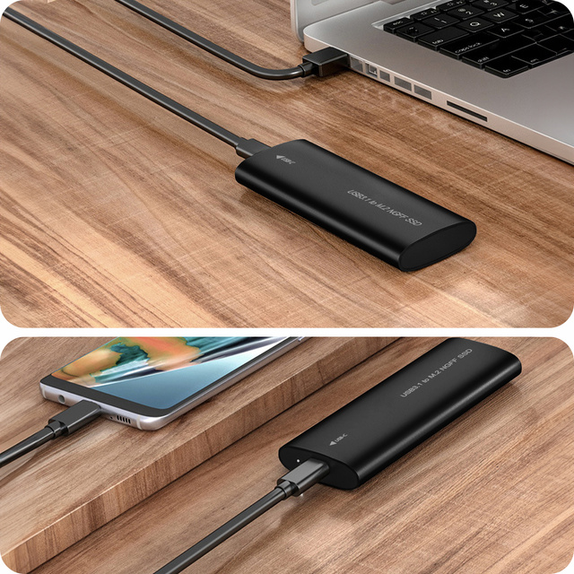 Pozícia adaptéra na disk pre SSD NGFF m.2 USB 3.1 USB-C typ-c 2230-2280 mm čierna