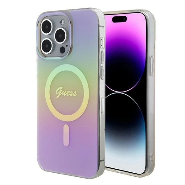 Etui Guess GUHMP15XHITSP для iPhone 15 Pro Max 6.7" różowy/рожевий жорсткий чохол IML Iridescent MagSafe