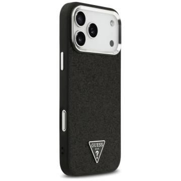 Etui do iPhone 17 Pro Max Guess Glitter Triangle Logo MagSafe Black