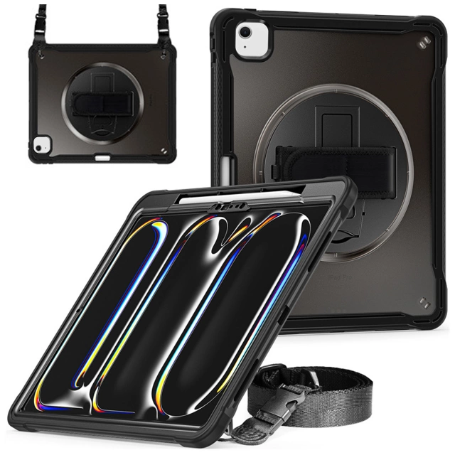 360°-Schutzhülle mit Stifthalter für Apple iPad Air 11" (2024, 2025) / Air 10,9" (2020, 2022) / Pro 11 (2018) – Alogy Pirate 360 Tablet-Hülle, Schwarz