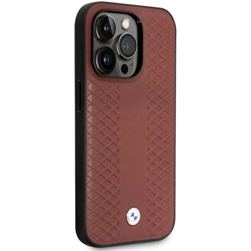 Etui na telefon BMW BMHCP14L22RFGR do Apple iPhone 14 Pro 6,1" burgundowy/burgundy Leather Diamond Pattern