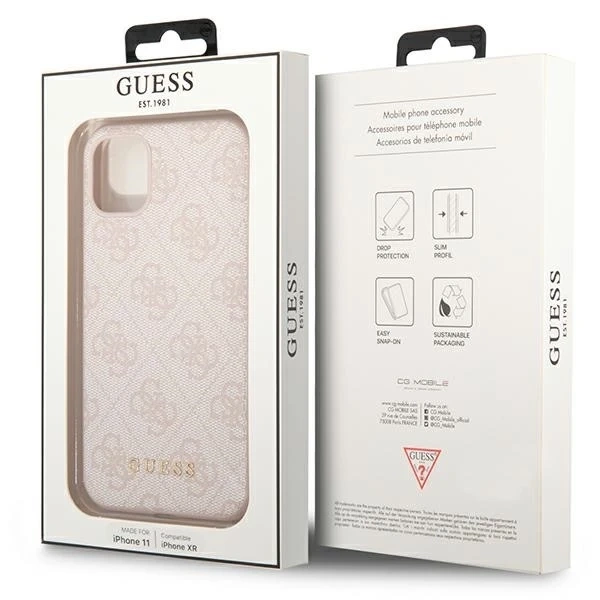 Etui Guess GUHCN61G4GFPI na iPhone 11 6,1" pevný obal 4G kovové zlaté logo