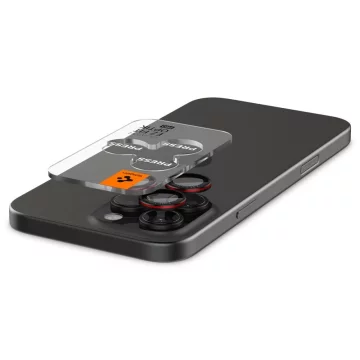 Spigen Optik Pro L-series Glas.Tr "Ez Fit" chránič fotoaparátu 2 balení pro iPhone 14 Pro / Pro Max / 15 Pro / Pro Max / 16 Pro / 16 Pro Max černý