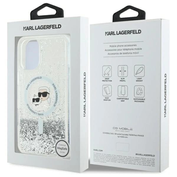 Etui Karl Lagerfeld pro iPhone 16 Plus 6,7" Magsafe Hardcase Transparent Liquid Glitter Karl