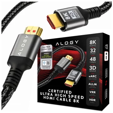 Kabel HDMI 2.1 Alogy 5m 4K 8K PREMIUM MIEDŹ ULTRA High Speed 60Hz 48GBps Czarny