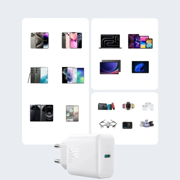 Joyroom USB-C PD 30W QC SFC Network Charger - White USB-C Cable 1m