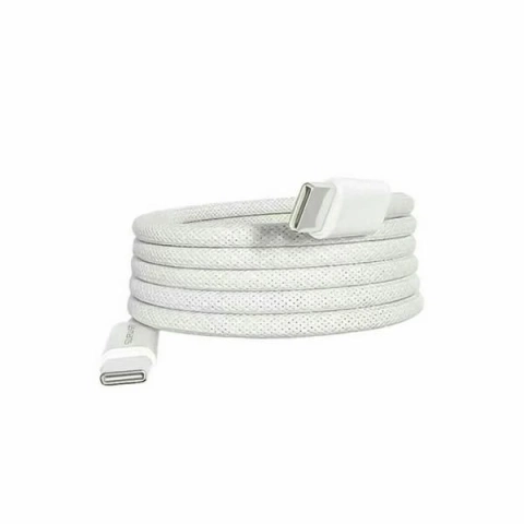 Magnetic USB-C RollUp Cable 1.5m, 100W, 480 Mbps, Nylon, White