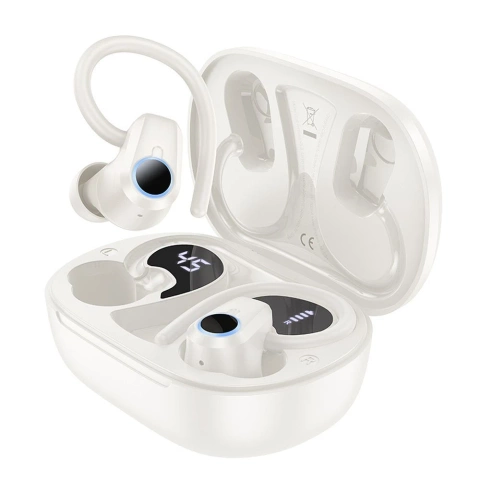 HOCO TWS EQ8 Wireless Bluetooth Earphones – White with Charging Case