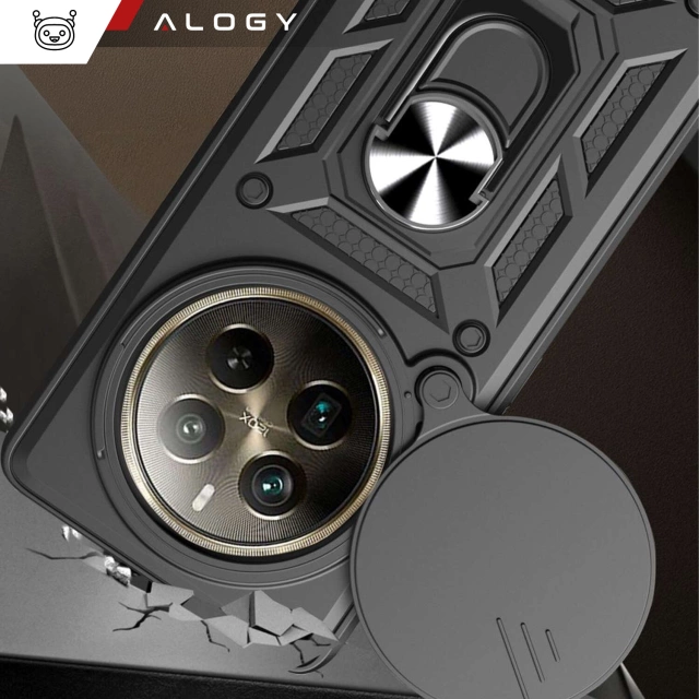 Чохол для Realme 12 Pro 5G / Realme 12 Pro Plus 5G Armored Slide Case Ring Housing Camera Protection Camshield Alogy Black