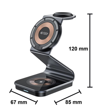 БЕЗДРОТОВИЙ ЗАРЯДНИЙ ПРИСТРІЙ TECH-PROTECT QI15W-A29 3IN1 МАГНІТНИЙ MAGSAFE ЧОРНИЙ