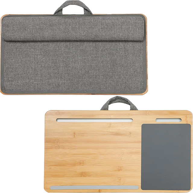 Stojan na stůl na notebook, držák na telefon, tablet, bambusová podložka pod myš Alogy, podložka na kolena do postele