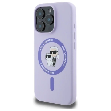 Puzdro Karl Lagerfeld pre iPhone 16 Pro 6,3" fialové pevné puzdro MagSafe silikónové Karl