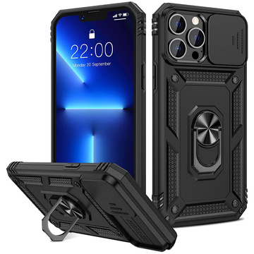 Armored Case pro Apple iPhone 13 Pro s krytem fotoaparátu Alogy Camshield Stand Ring Duty Black