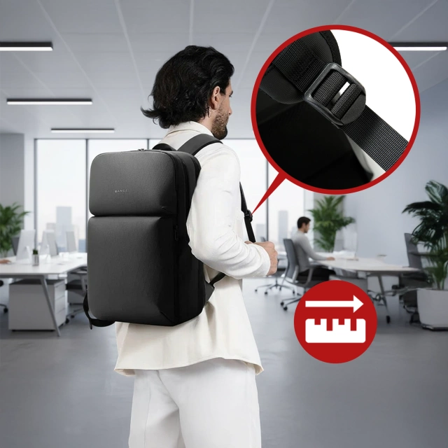 Bange wasserdichter Rucksack für 15,6-Zoll-Laptop, Stadtreisender, 45 x 30 x 16 cm, für Arbeit, Flugzeug, Herren, Damen, mit USB-Anschluss Schwarz