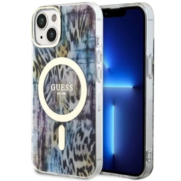 Pevné puzdro Etui Guess GUHMP14SHLEOPWB na iPhone 14 6,1" Leopard MagSafe