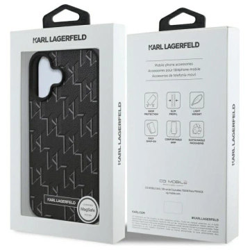 Pouzdro Karl Lagerfeld pro iPhone 16 Plus 6,7" Black Magsafe Hardcase Hot Stamp