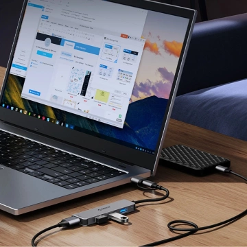 Hub USB-A/USB-C Orico YSB4-U2 5w1 PD 65W 3x USB-A + 2x USB-C Szary