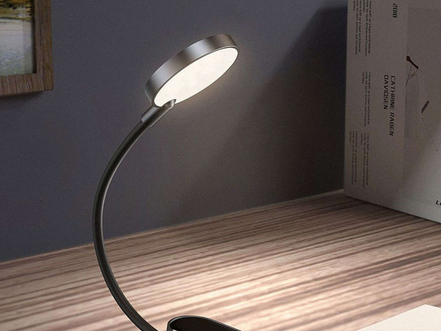 Baseus LED noční stolní lampa, bezdrátová s klipem, šedá