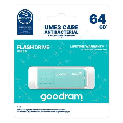 GOODRAM-USB-Stick UME3 64 GB USB 3.2 (Biomaster-geschützt)