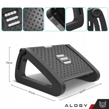Kancelárska opierka nôh opierka nôh nohy pre prácu kancelárska masáž nôh nastaviteľná výška nastavenia Alogy čierna