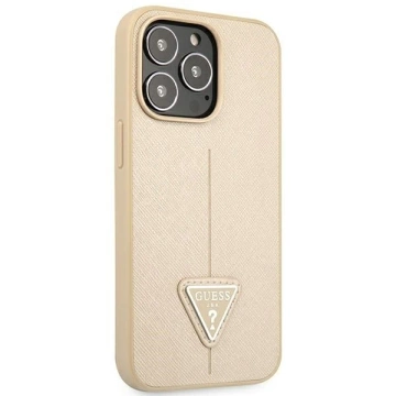 Etui Guess GUHCP14XPSATLE do Apple iPhone 14 Pro Max 6,7" beżowy/beige hardcase SaffianoTriangle Logo