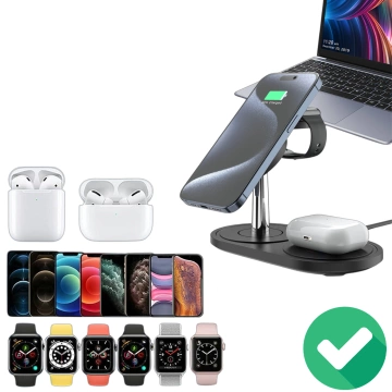 3v1 indukčná nabíjačka pre telefón hodinky slúchadlá Alogy Qi nabíjačka pre Apple iPhone Watch AirPods Black