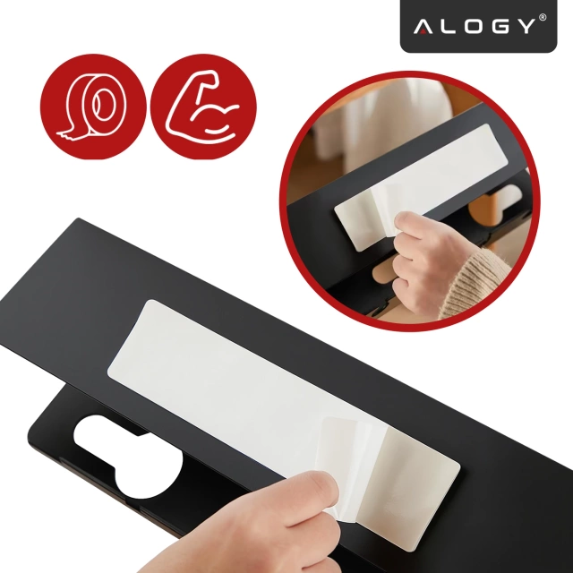 2-in-1 Kabelorganizer zur Untertisch- und Wandmontage, 40 cm, mit Klebestreifen für einen aufgeräumten Schreibtisch, Alogy CableHold™ – Schwarz