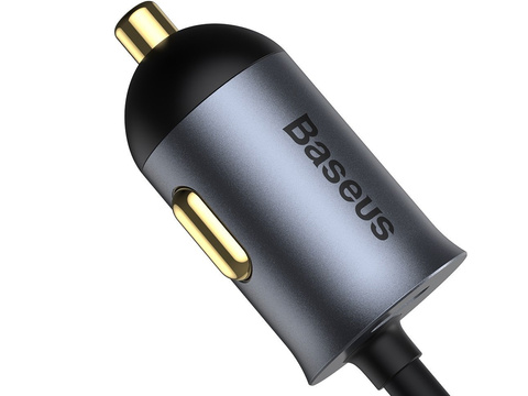 Autonabíjačka Baseus Share s 2x USB predlžovačkou, 2x USB-C 120W šedá