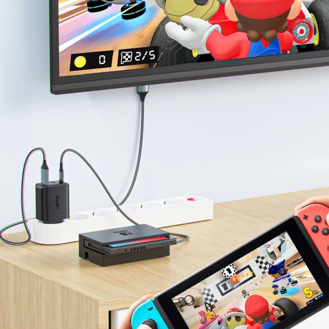 Acefast 2in1 wall charger GaN 65W USB Type C / USB, HDMI adapter 4K@60Hz (set with cable) black (A17 black)