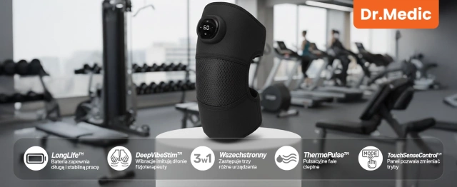Topicí pás s masáží na koleno, loket nebo rameno – ohřev, úleva od bolesti kloubů, rehabilitace, termoterapie – Dr.Medic FlexTherm™ Black