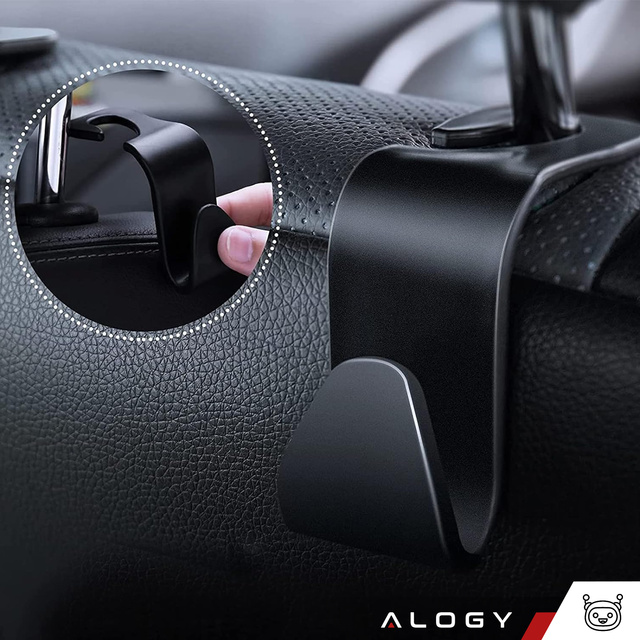 Držák věšáku háček do auta na opěrku hlavy háček organizéru do auta Alogy Car 1 ks Černý