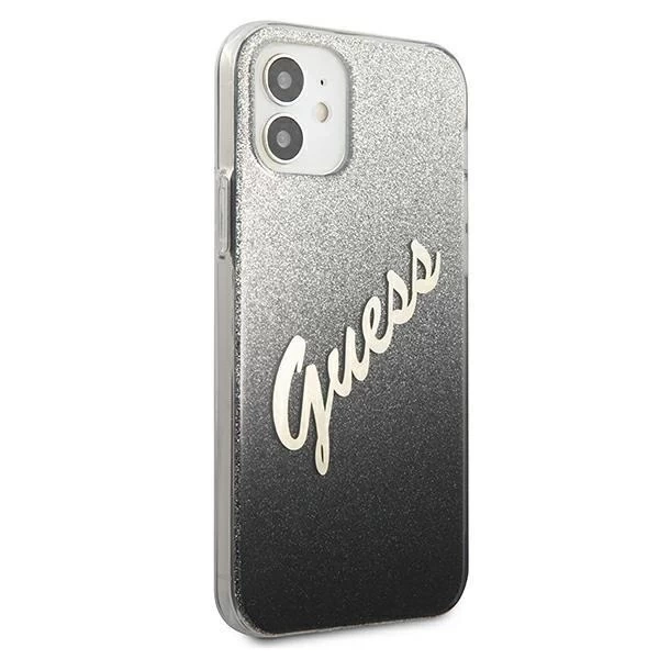 Guess GUHCP12SPCUGLSBK iPhone 12 mini 5,4" černý/černý pevný obal Glitter Gradient Script