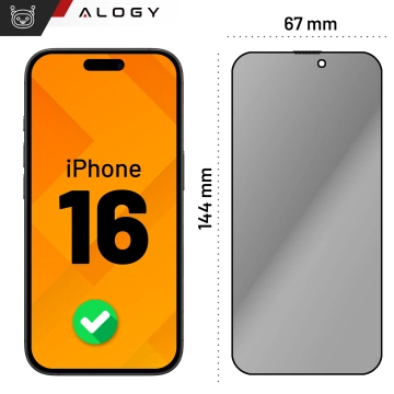 Tempered glass Privacy EasyShield™️ for Apple iPhone 16 9H screen protector with mounting frame