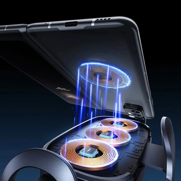 Baseus LightChaser Car Holder with Triple Coil Wireless Charger - Black