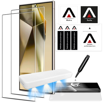 2x tvrdené sklo pre Samsung Galaxy S24 Ultra Ochranné sklo s UV lampou 9H Glue Alogy