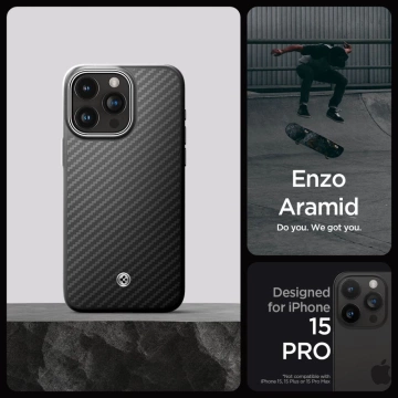 Spigen Enzo Made Mag Mag Safe Case for Apple iPhone 15 Pro Matte Black