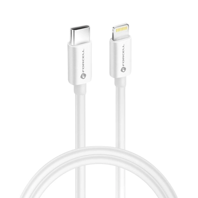 Kabel USB-C auf Lightning 1m Forcell MFi Apple PD 30W CarPlay Weiß