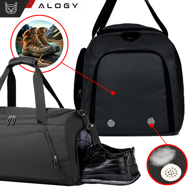 Pánska dámska tréningová športová taška na rameno do telocvične, termo látková cestovná taška, objem 40l Alogy Black