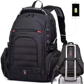 Bange Vodotesný batoh Taška na notebook 15" Mestské cestovanie 48x35x23 cm Do práce Školské Lietadlo Pánske Dámske USB Čierna