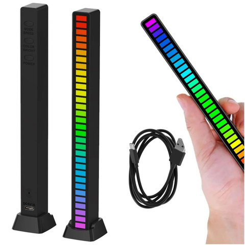 RGB LED lamp USB lamp flashing to the rhythm of music Smart Bar 18cm colorful 32bit Gaming Alogy Black