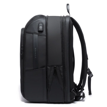 Bange waterproof backpack for a 15.6" laptop, city travel, 49x31x18 cm, expandable for work, airplane, men's, women's, with a USB port, Black