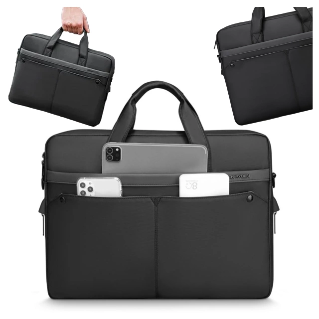 Mark Ryden 14"-Laptoptasche, wasserdicht, elegant und geräumig, leicht (0,5 kg), mit Laptopfach, 9,7"-Tabletfach und Tragegurt – Schwarz