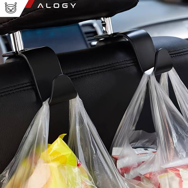 2x Hanger držiak háčik do auta na opierku hlavy na auto organizér háčik Alogy Car Black